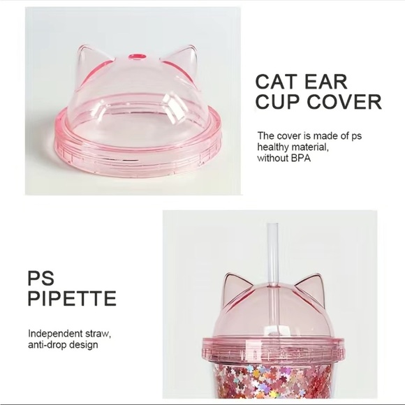 🌈 Kawaii Cute Rainbow & Cat Ear Tumbler
Cups With Straw & Lid - Picture 9 of 16